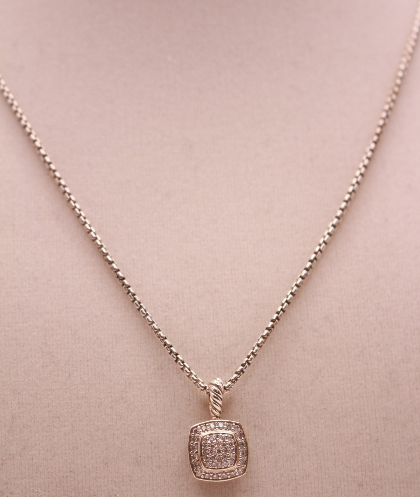 David Yurman Sterling Silver 925 Petite Albion Pave Diamond 16″-17″ Necklace