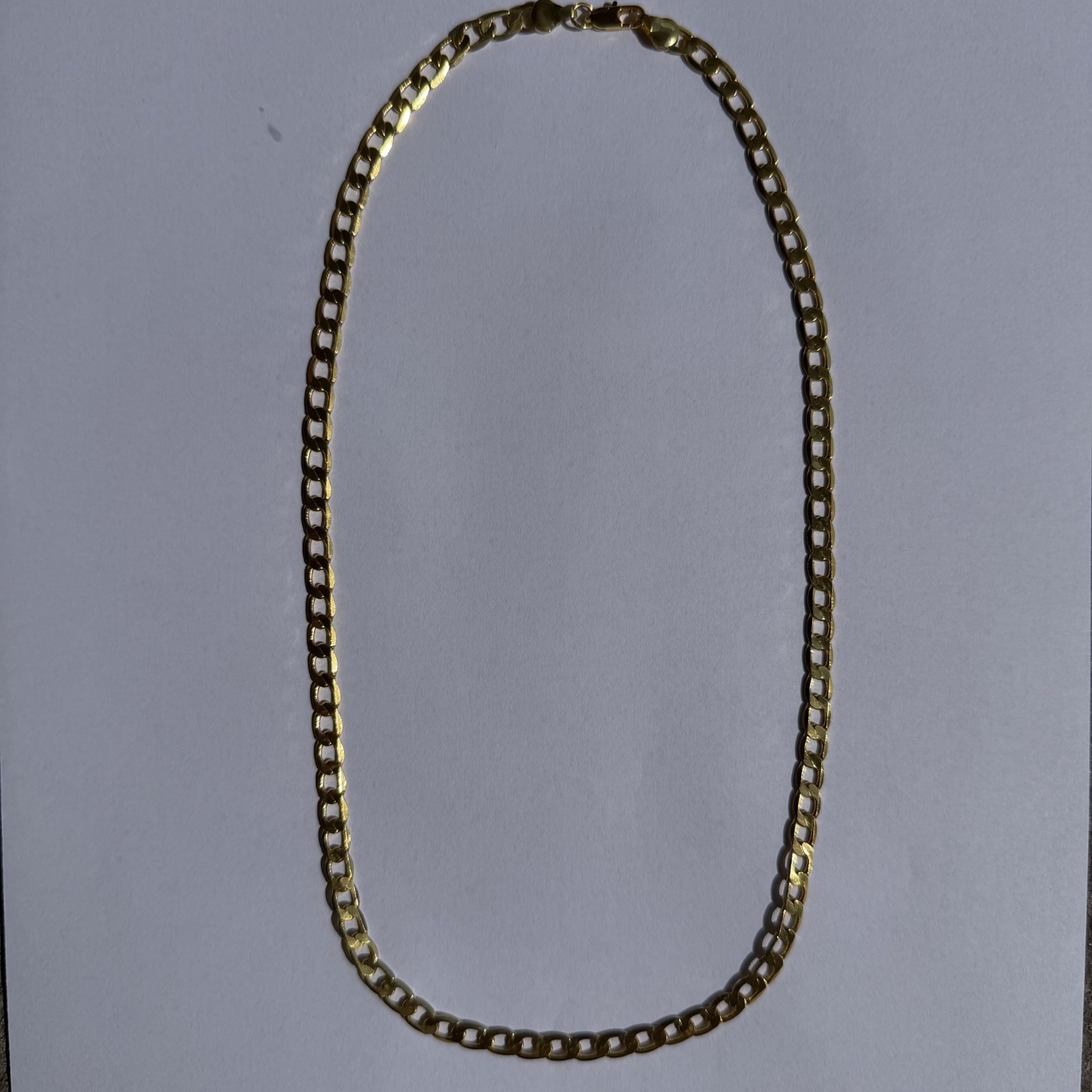 18K Gold Filled Flat Curb Link Chain Necklace 20″ Unisex Classic Layering Chain