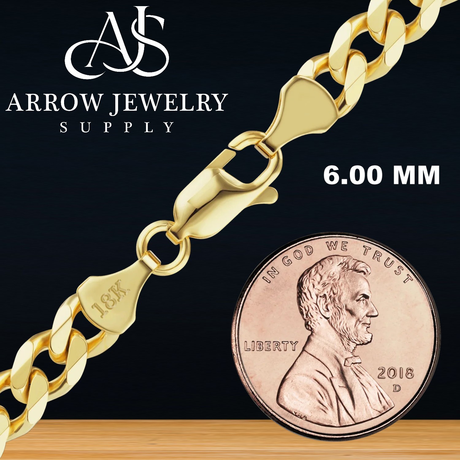 18K Yellow Gold Solid Classic Curb Cuban Link Necklace Chain