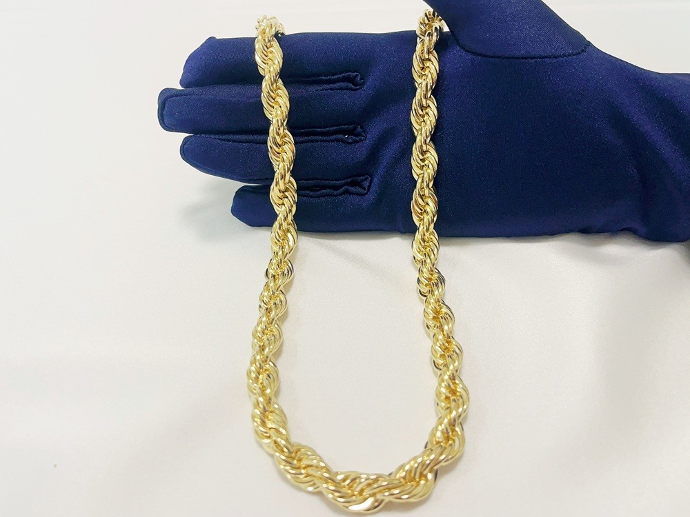 10K Yellow Gold SOLID Rope Chain Necklace Diamond Cut Real Gold 10mm 22inch