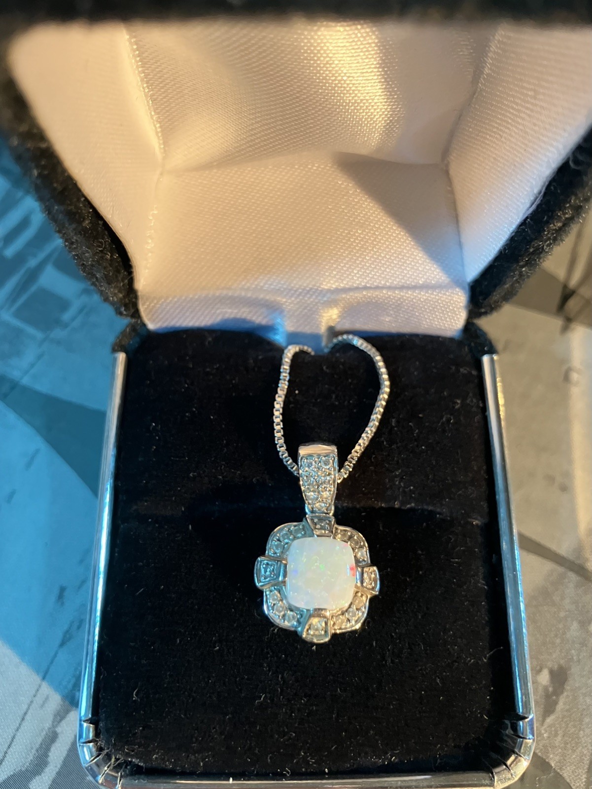 Opal Diamond 10K Gold Pendant + Necklace