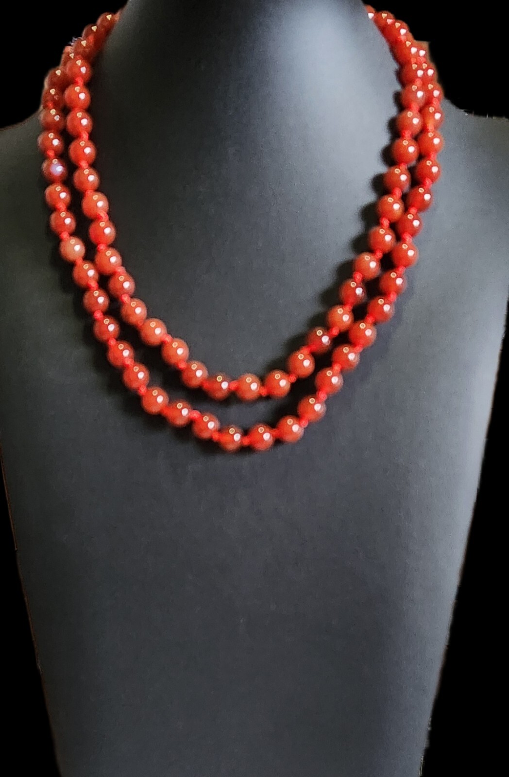 Red Agate Endless Beaded Necklace -36in