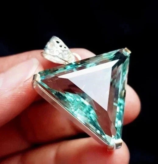 Rare Natural 50.20 Ct Aquamarine Topaz Loose Gemstone 925 Solid Silver Pendant