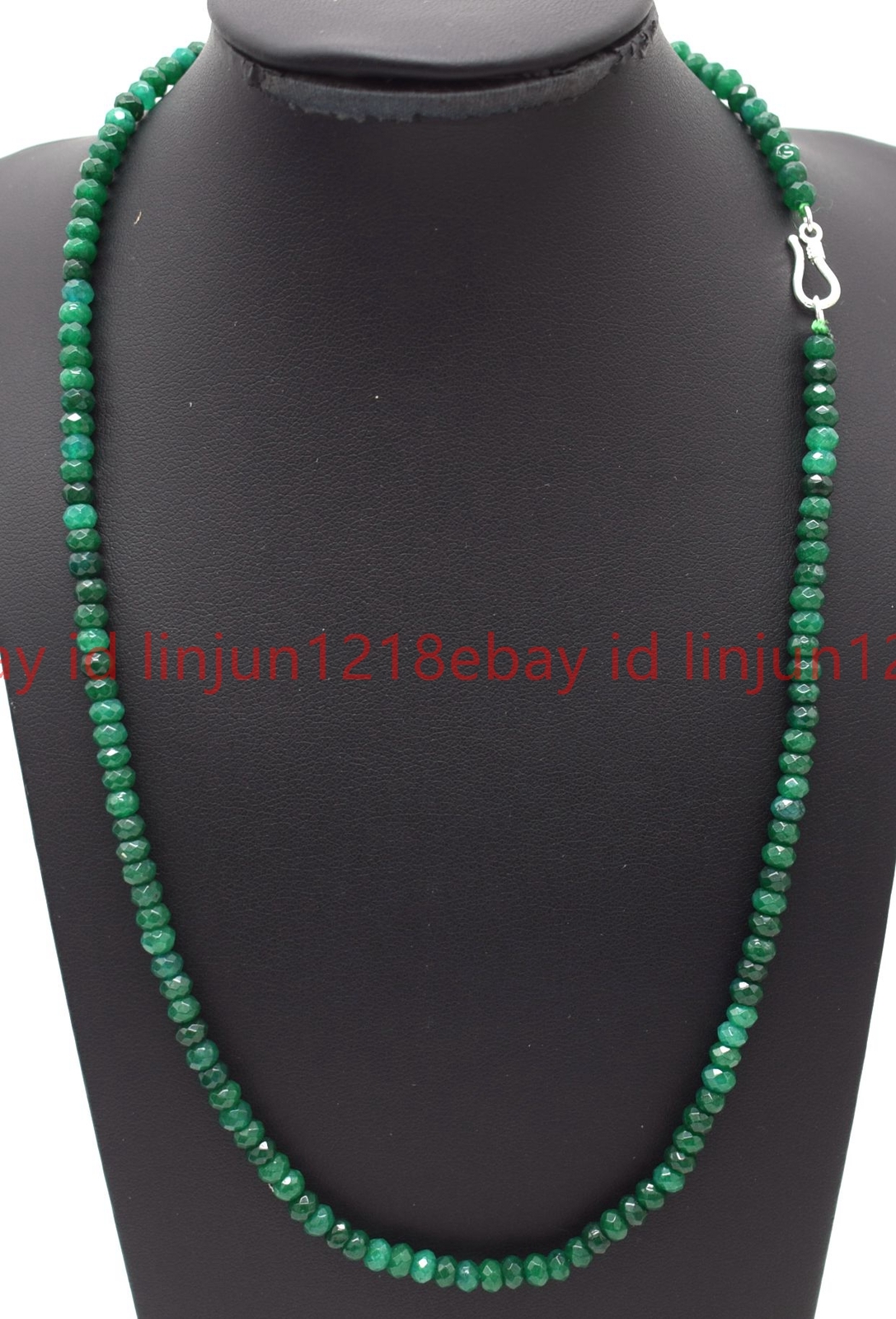 Natural 2x4mm Faceted Dark Green Jade Rondelle Gemstone Beaded Necklace 16-28in