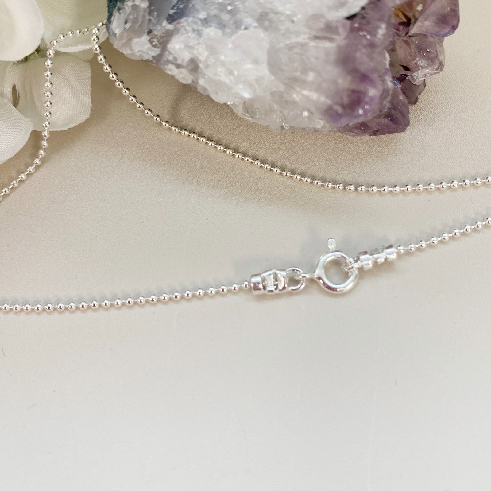 Sterling Silver Necklace-Tiny Ball Chain (All Sizes) Ball Necklace-Made in Italy