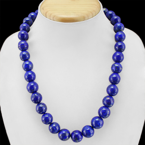 FINEST EVER 600.00 CTS NATURAL BLUE LAPIS LAZULI ROUND BEADS NECKLACE (DG)