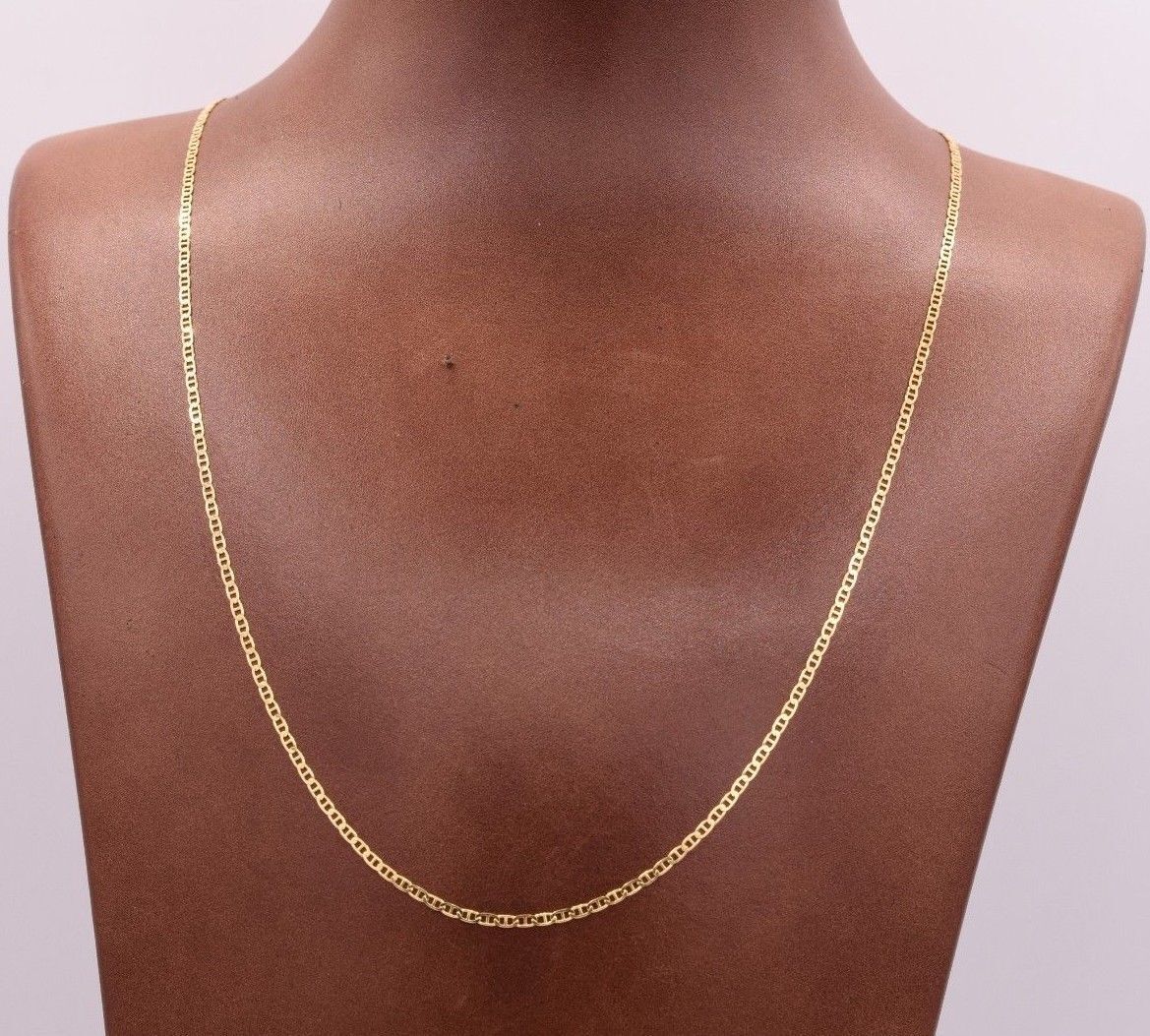 1.6mm Mariner Anchor Chain Necklace 14K Yellow Gold-Plated Silver 925 All Sizes