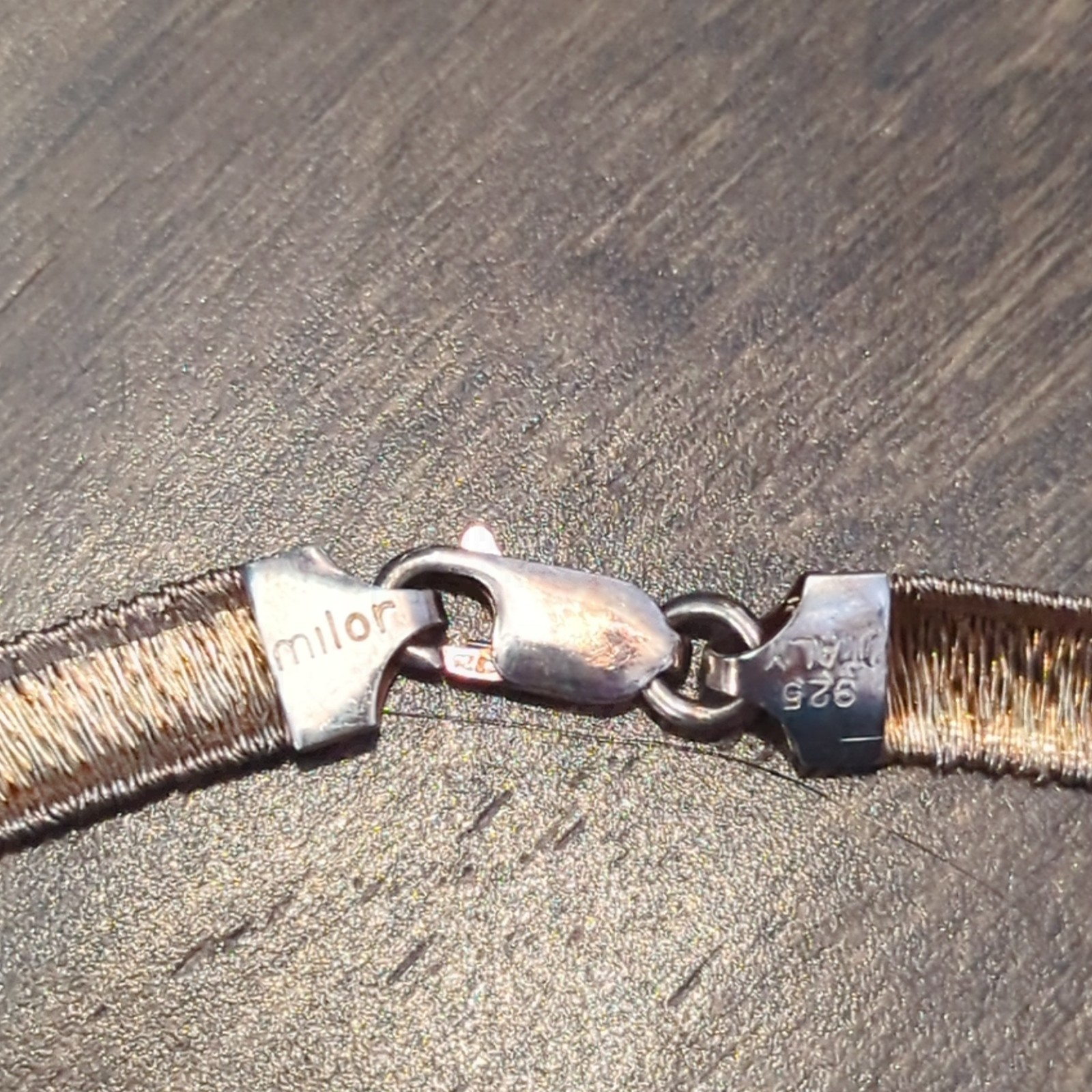 Milor Signed 925 Sterling Silver Omega Choker Necklace Chain Lobster Clasp