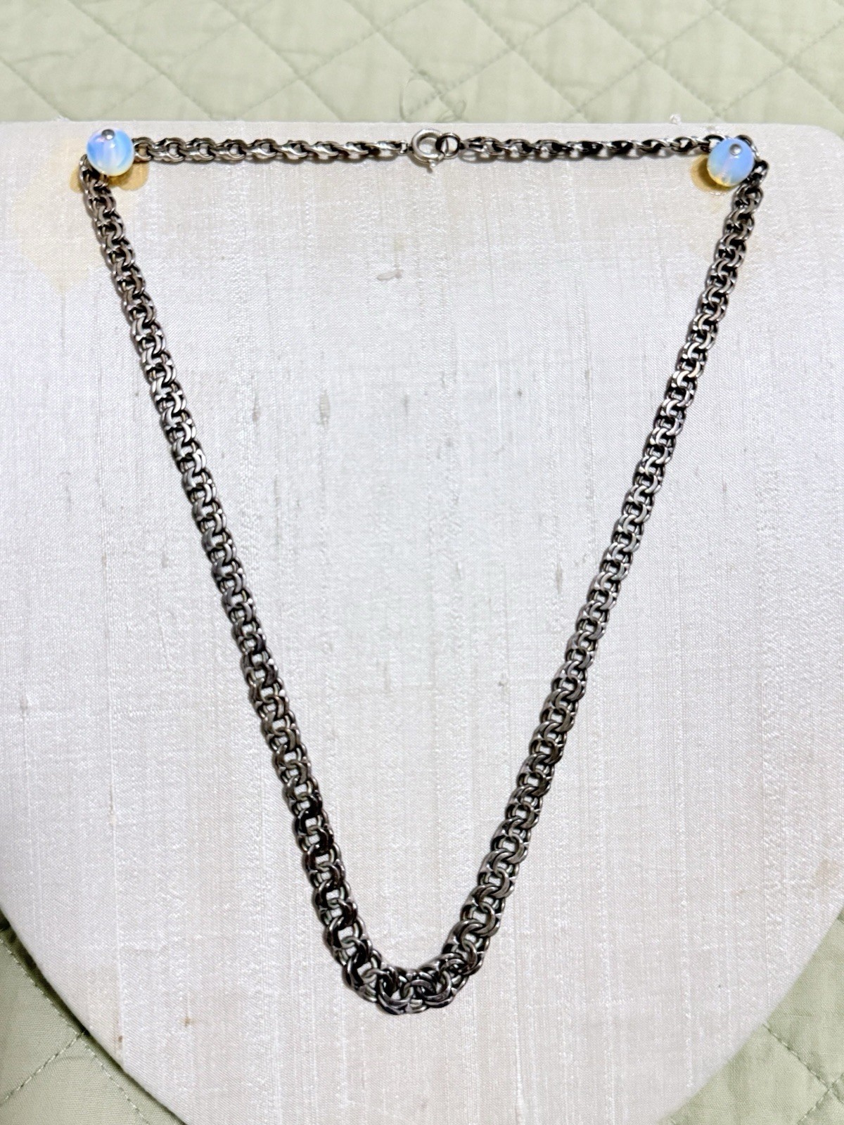 Sterling Silver Double Flat Curb Link Chain Necklace 18.3 Grams 925 Vintage