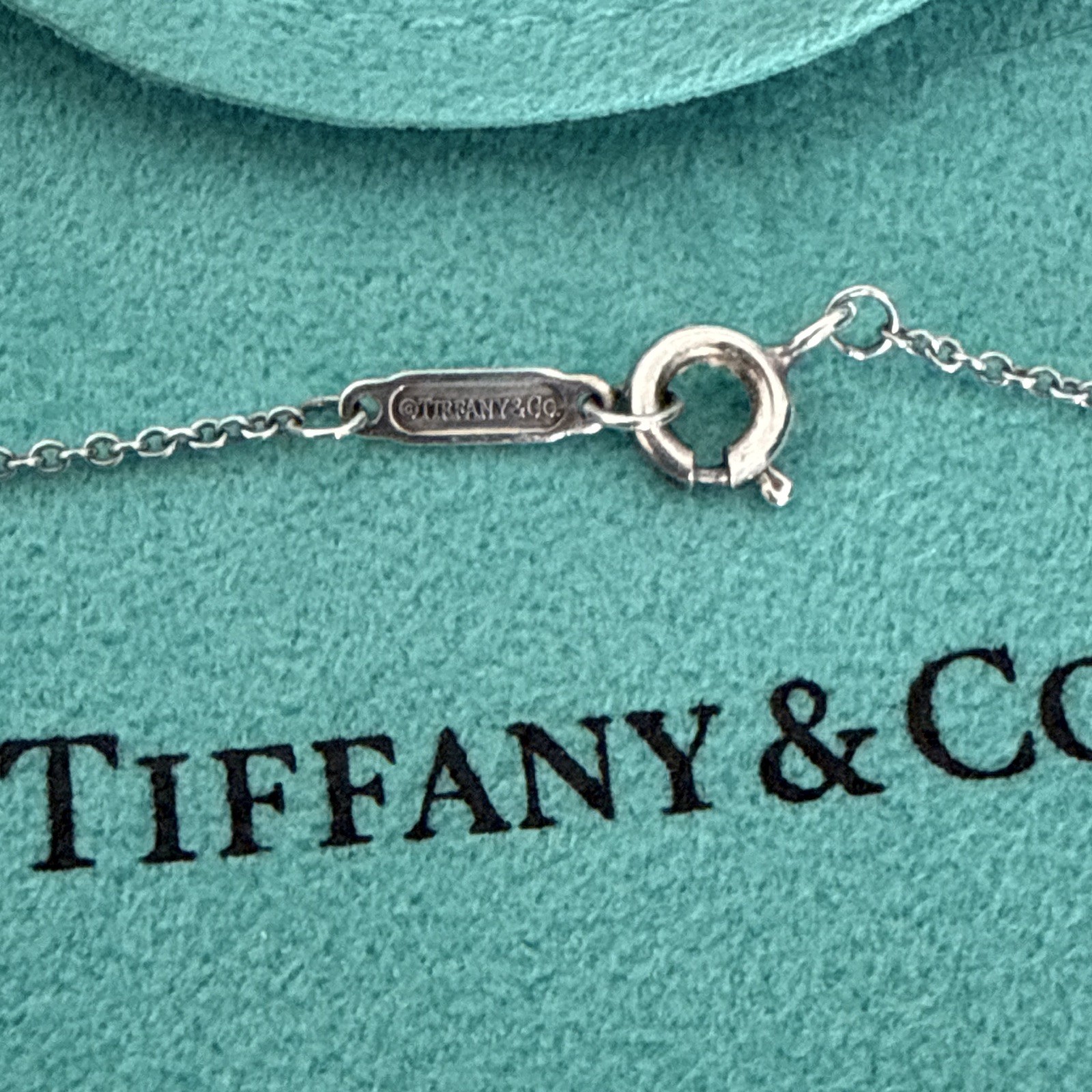 Tiffany & Co. Signed 925 Sterling Silver Double Heart Charm Necklace
