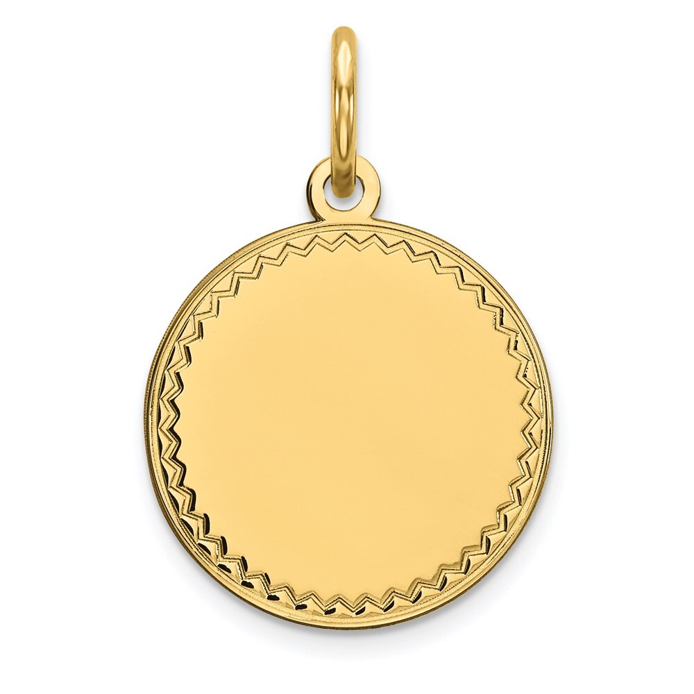 14k Yellow Gold Plain Engravable Round Disc Charm Pendant 0.49gm L-20mm