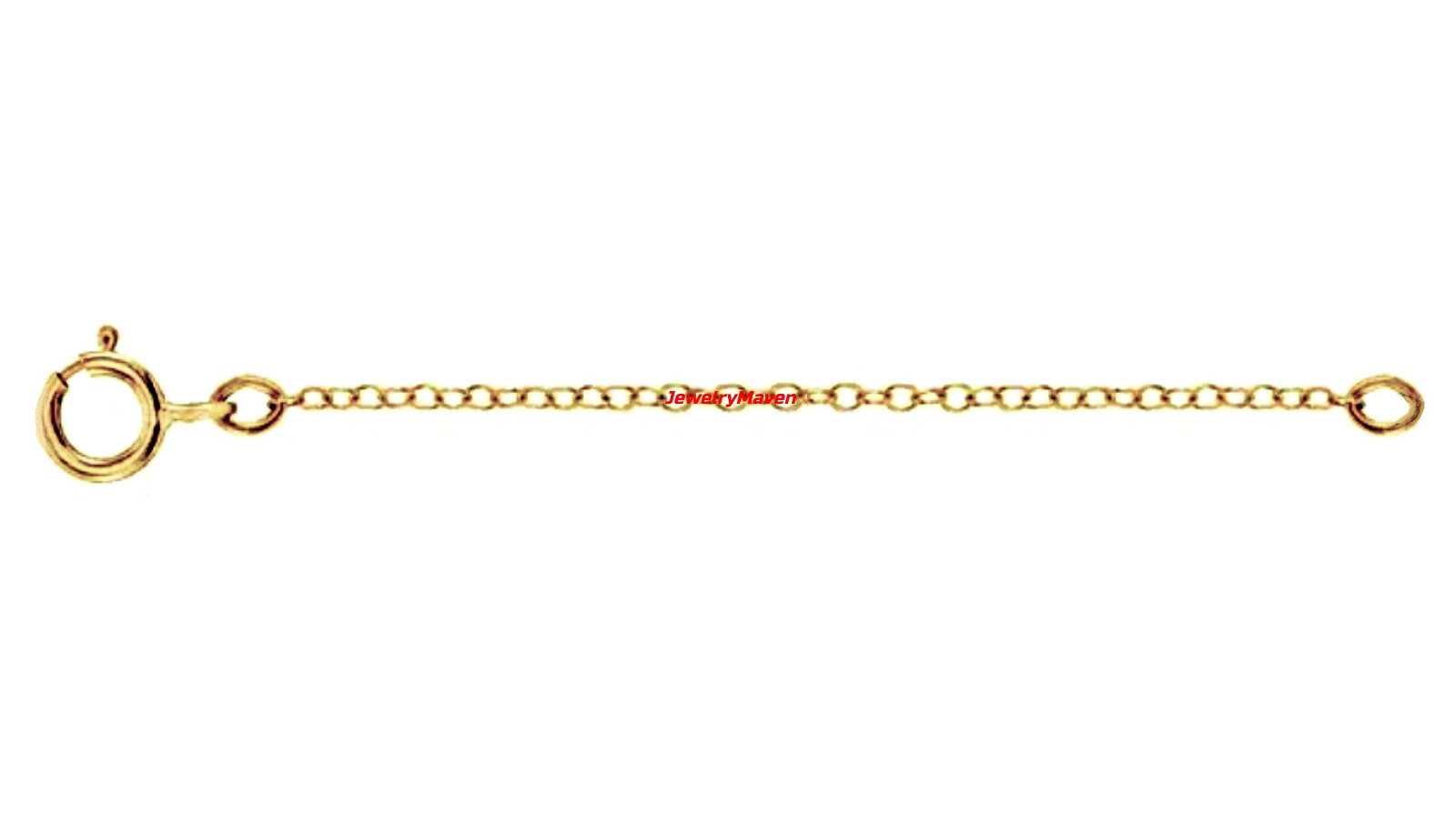 14k 1mm Cable Yellow Gold 6mm Spring Ring Clasp 2.25″ Safety Chain Extender