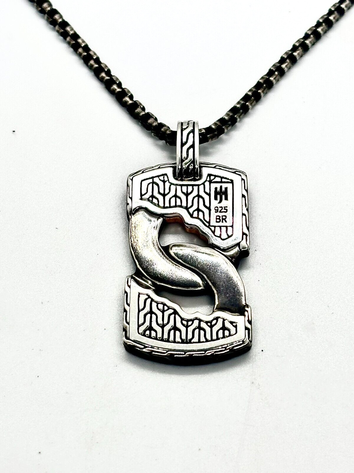 JOHN HARDY Classic Chain St. Silver & Bronze Box Chain Dog Tag Pendant #64