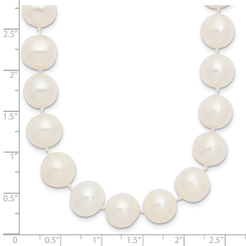14k Yellow Gold 10-11mm White Near-Round Freshwater Cultured Pearl Necklace 18″