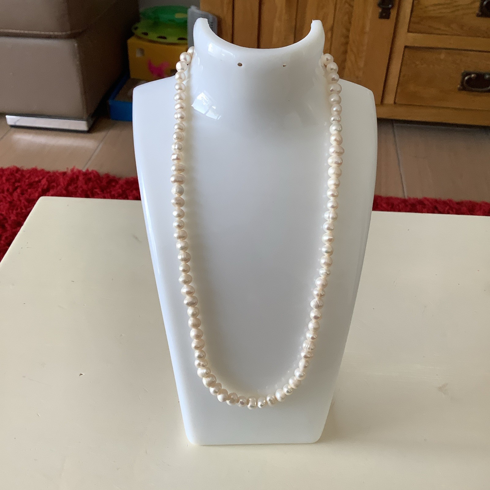 Pearl Necklace Real Baroque Cultured Freshwater Pearls Silver Lobster Clasp