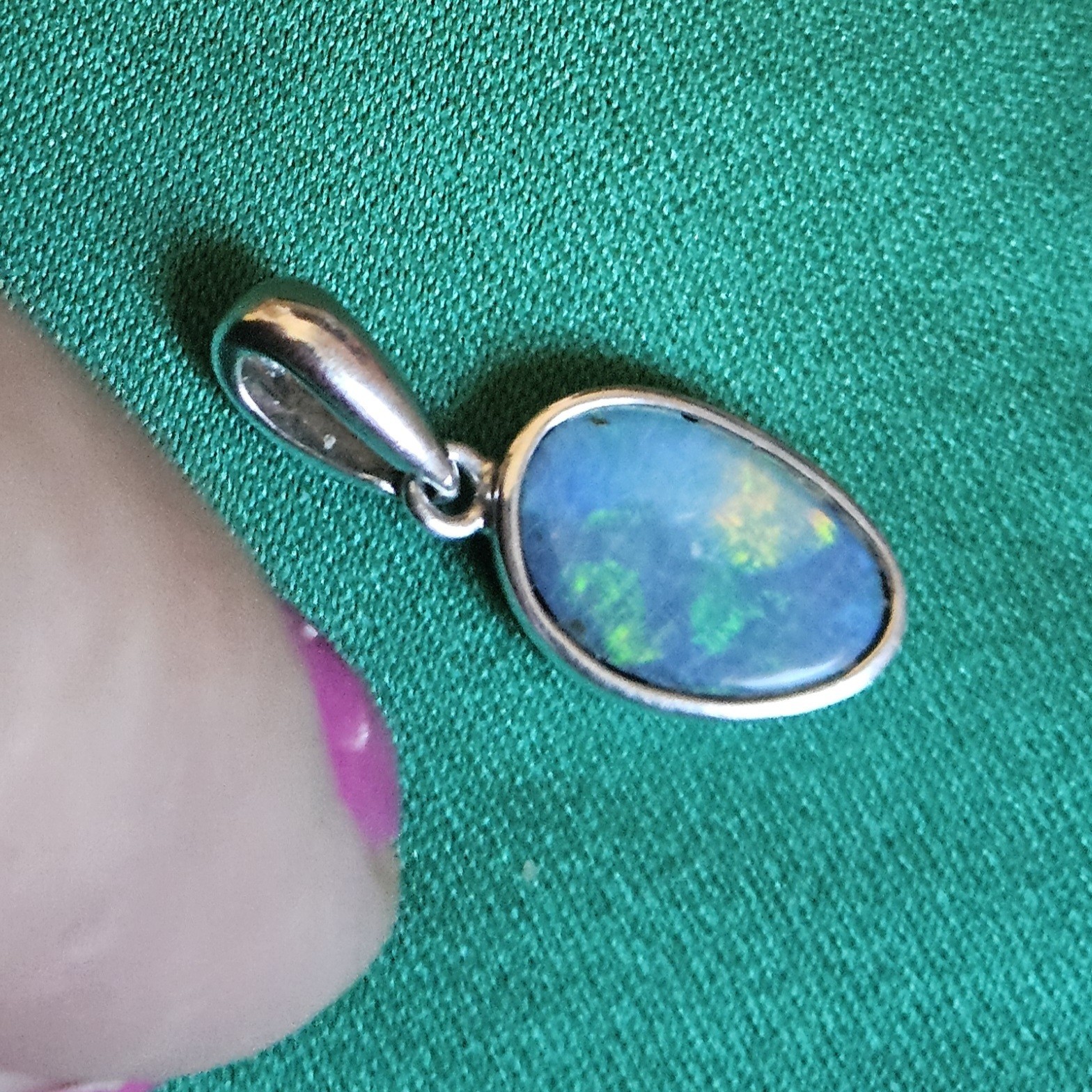 Opal Natural Australian Pendant Free Form Sterling Silver 925