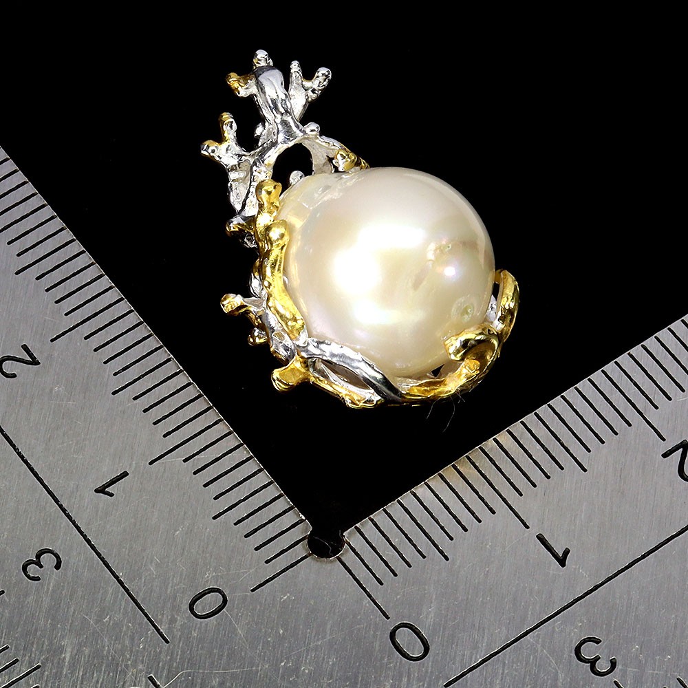 925 Sterling Silver Pendant Round Ruby Myanmar Pearl Natural Gemstone Jewelry