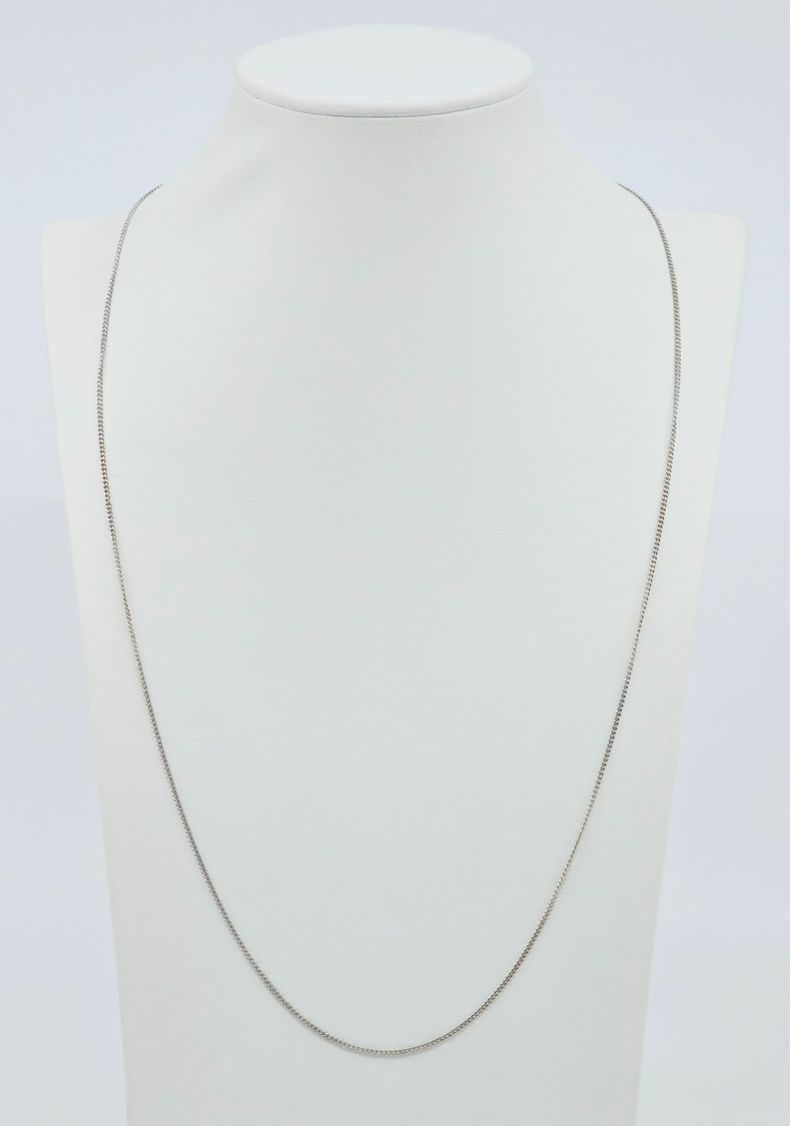 Beautiful Thin 14K Karat Solid White Gold Cuban Link Chain Necklace – 24″ Length