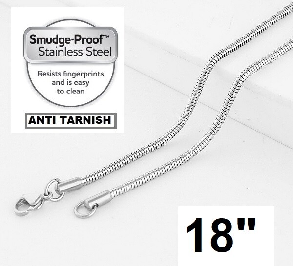 Stainless Steel Chain Round Snake Anti Tarnish Never Fade 2.5mm Hypoallergic 18″