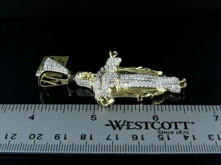 Lab Created Diamond Men’s 2Ct Round Jesus Charm Pendant 14k Yellow Gold Plated