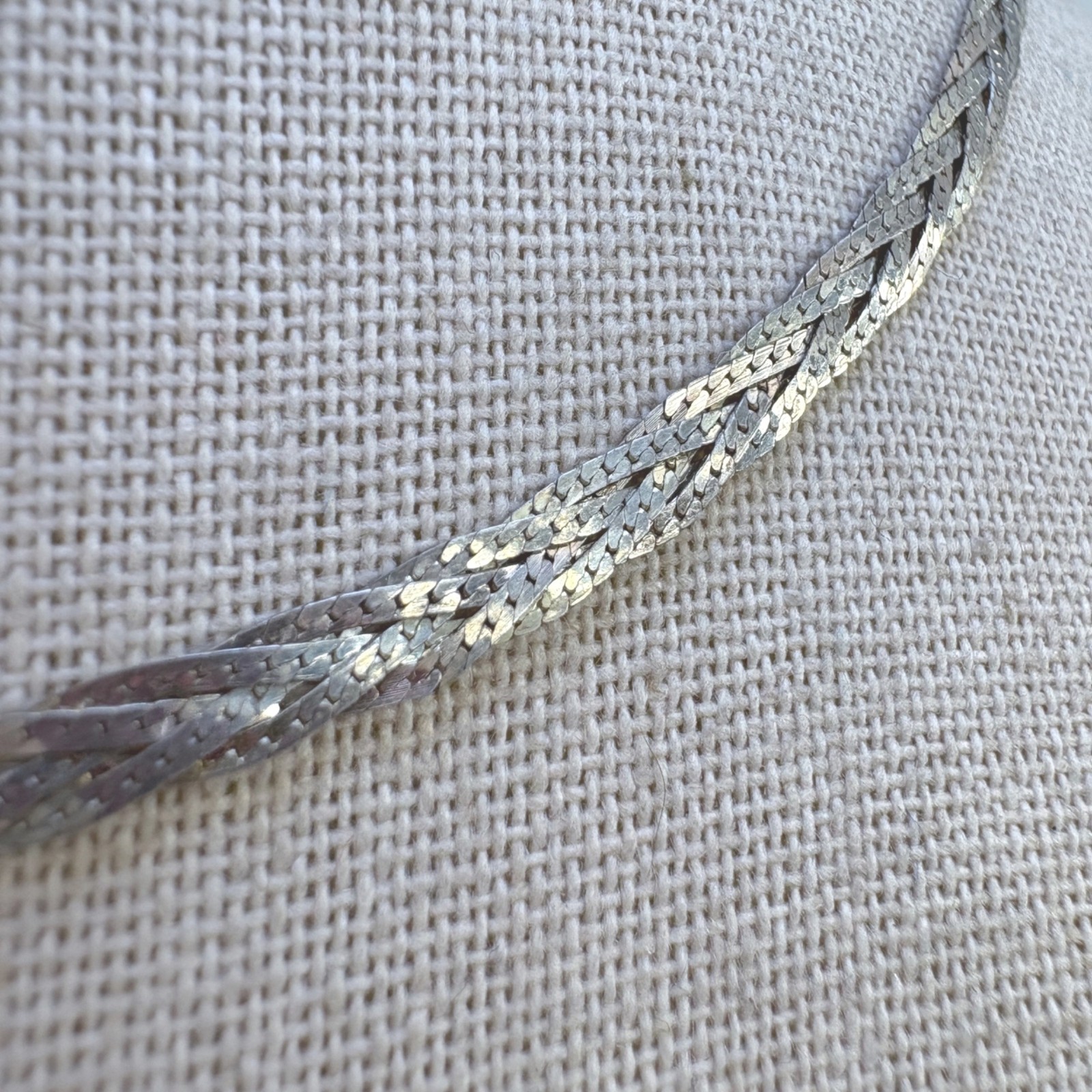 Braided Herringbone Chain Necklace Sterling Silver 925 Size 19″ Length
