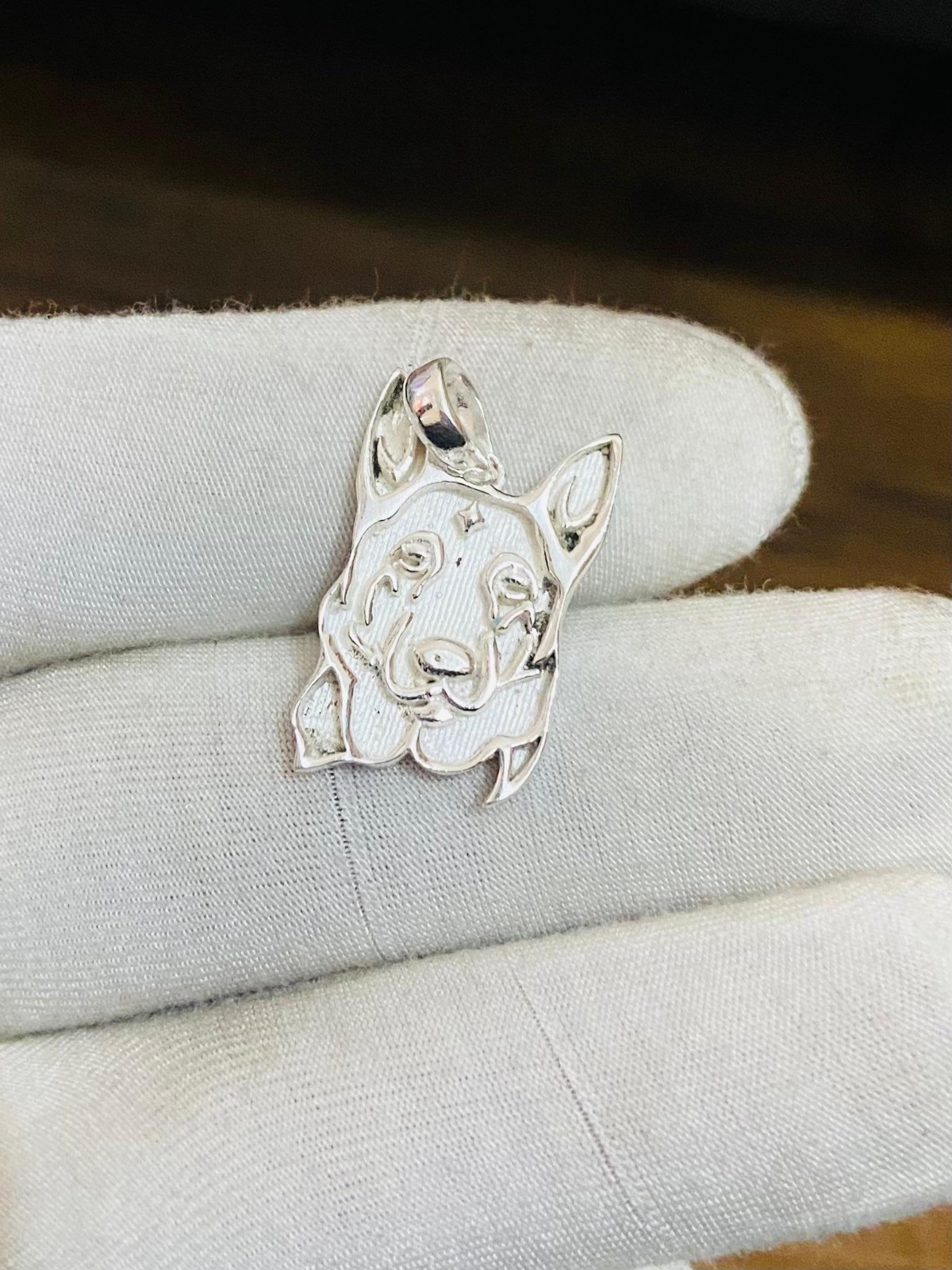 Solid 925 Sterling Silver German Shepherd Dog Face Pendant Blank Bezel Setting