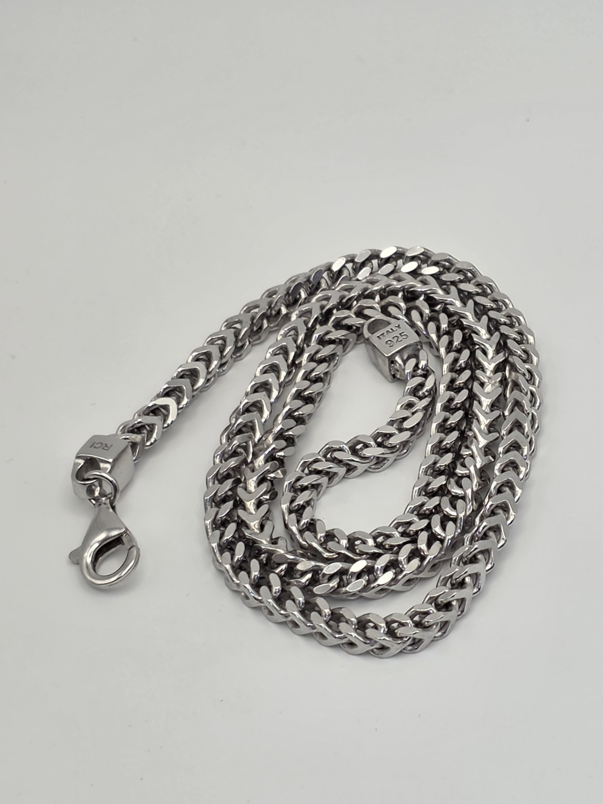 SQUARE FRANCO LINK CHAIN NECKLACE STERLING SILVER 925 RHODIUM PLATED ANTI…