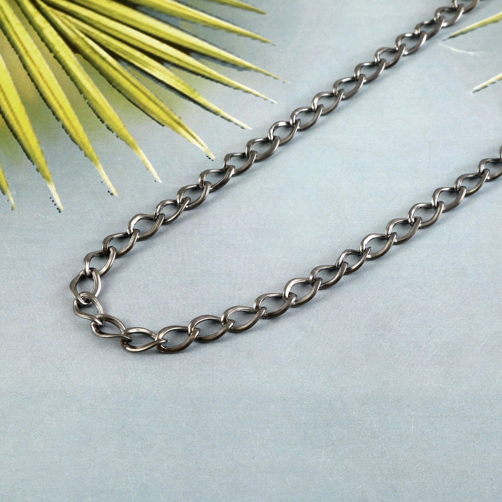 7.5mm Sterling Silver Oxidized Long Curb Chain Necklace | Solid 925 Silver Chain