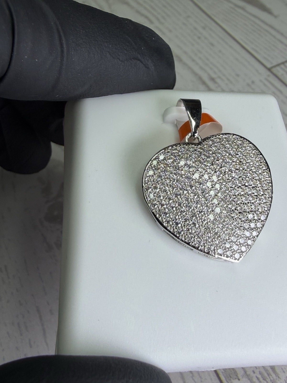 925 Sterling Silver White/Colorless Moissanite Heart Pavé Pendant, 2.00 CTW