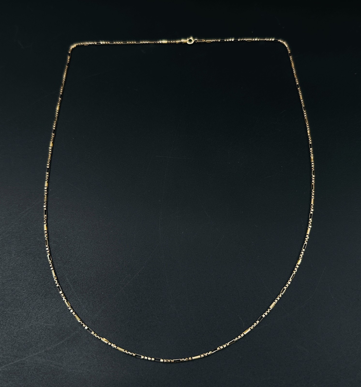 Solid 14K Yellow Gold Figaro Box Link Hybrid Chain Necklace 1.4mm, 24 1/2″, 5.6g