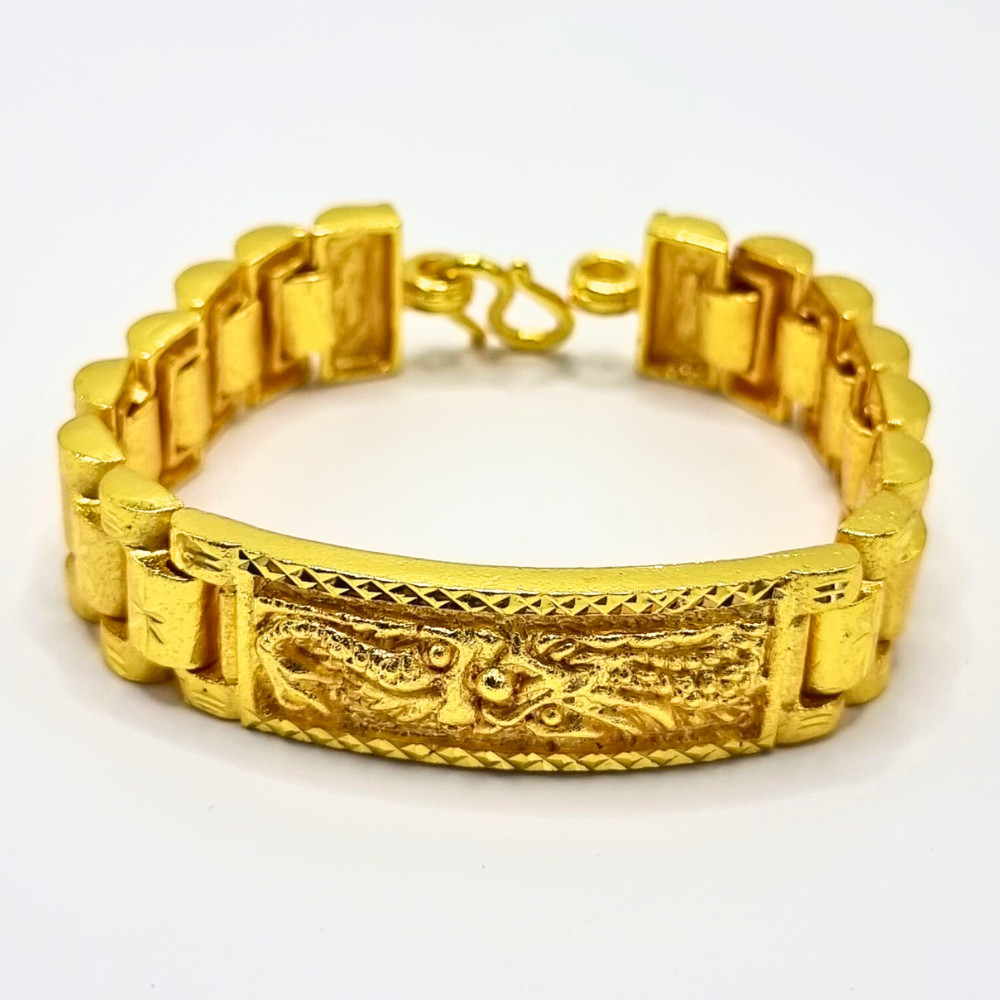 Bracelet Thai Gold 24k Solid Yellow Chain Pendant Dragon Chinese 3 Baht 7 in Men