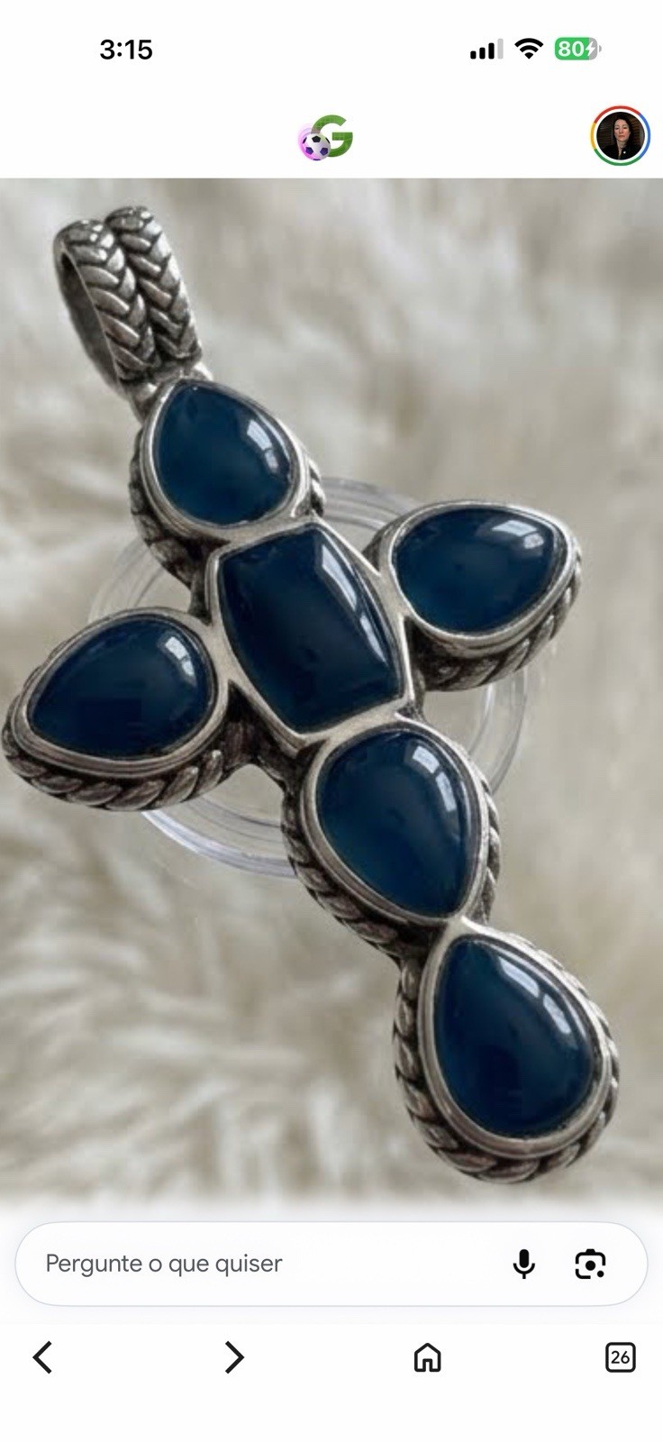 925 Sterling Silver 5 Turquoise Cabochon Cross Pendant Bezel Set Signed Blue
