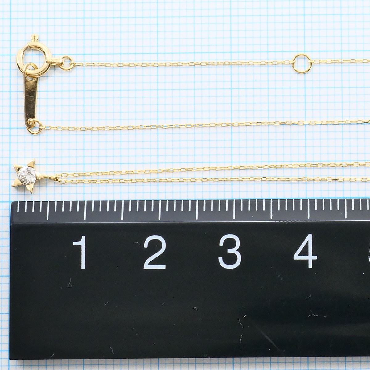 K18 18k gold Necklace Diamond (no carat mark) 0.8g 40cm Free shipping Used