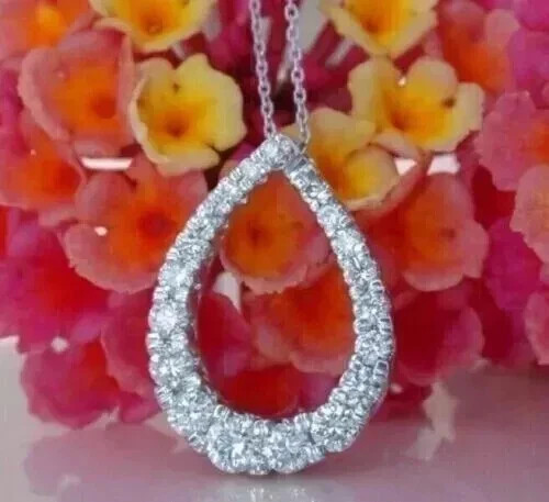 2CT Round Cut Lab Created Diamond Women’s Necklace Pendant 14K White Gold Plated