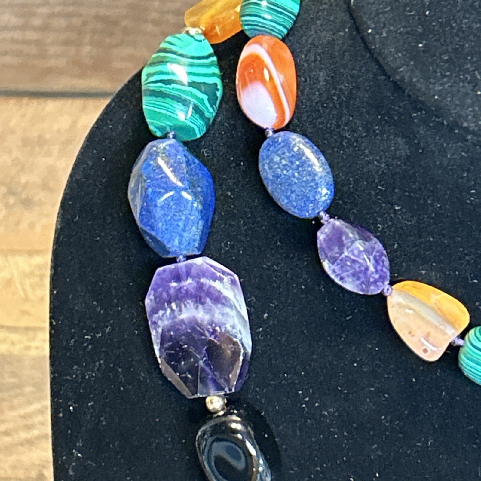 Large Multi Gemstone Necklace-14k Clasp-36in Long
