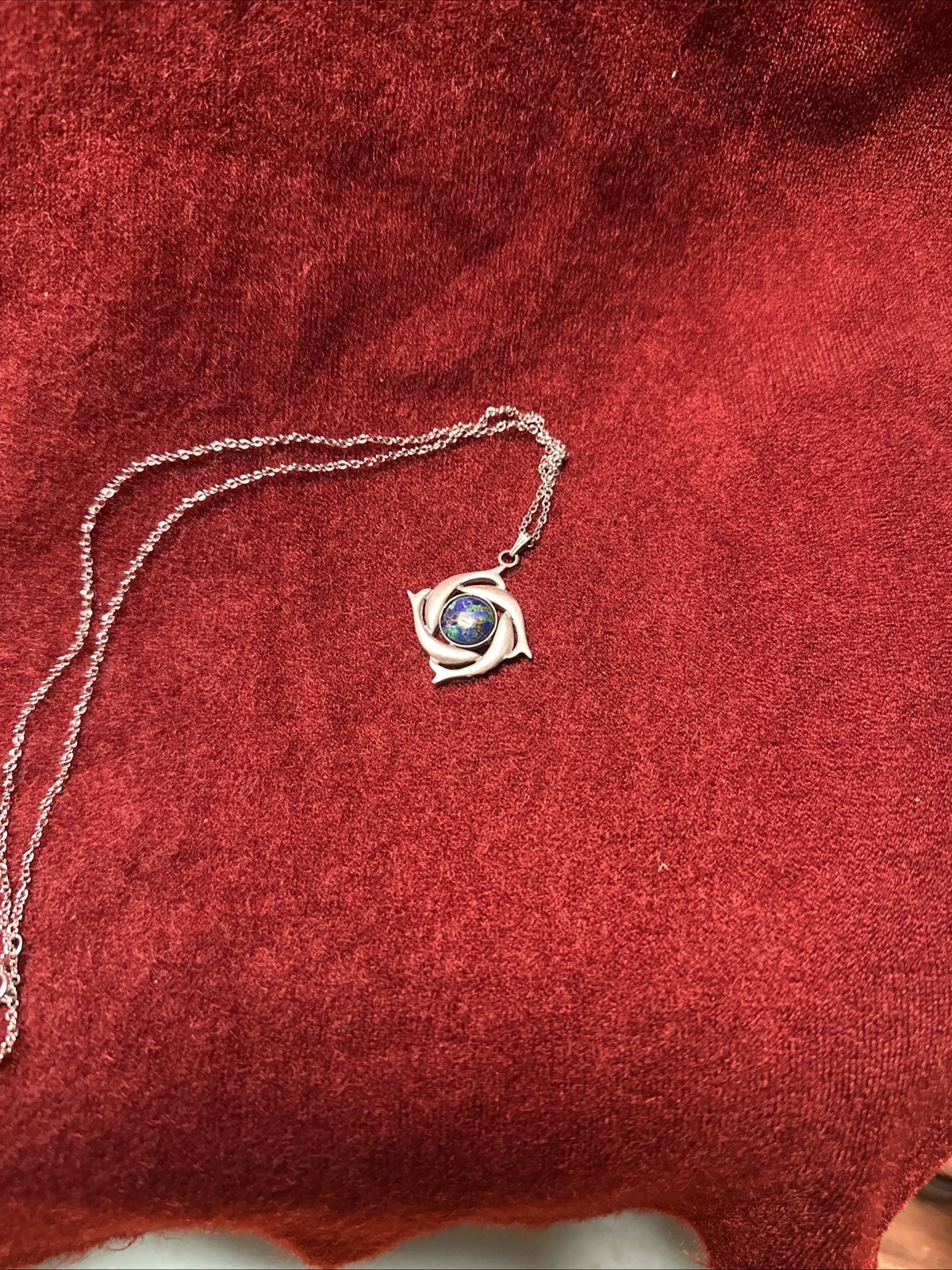 Vintage Ken Kantro 925 Sterling Silver Earth Planet Globe Swirl Pendant Necklace
