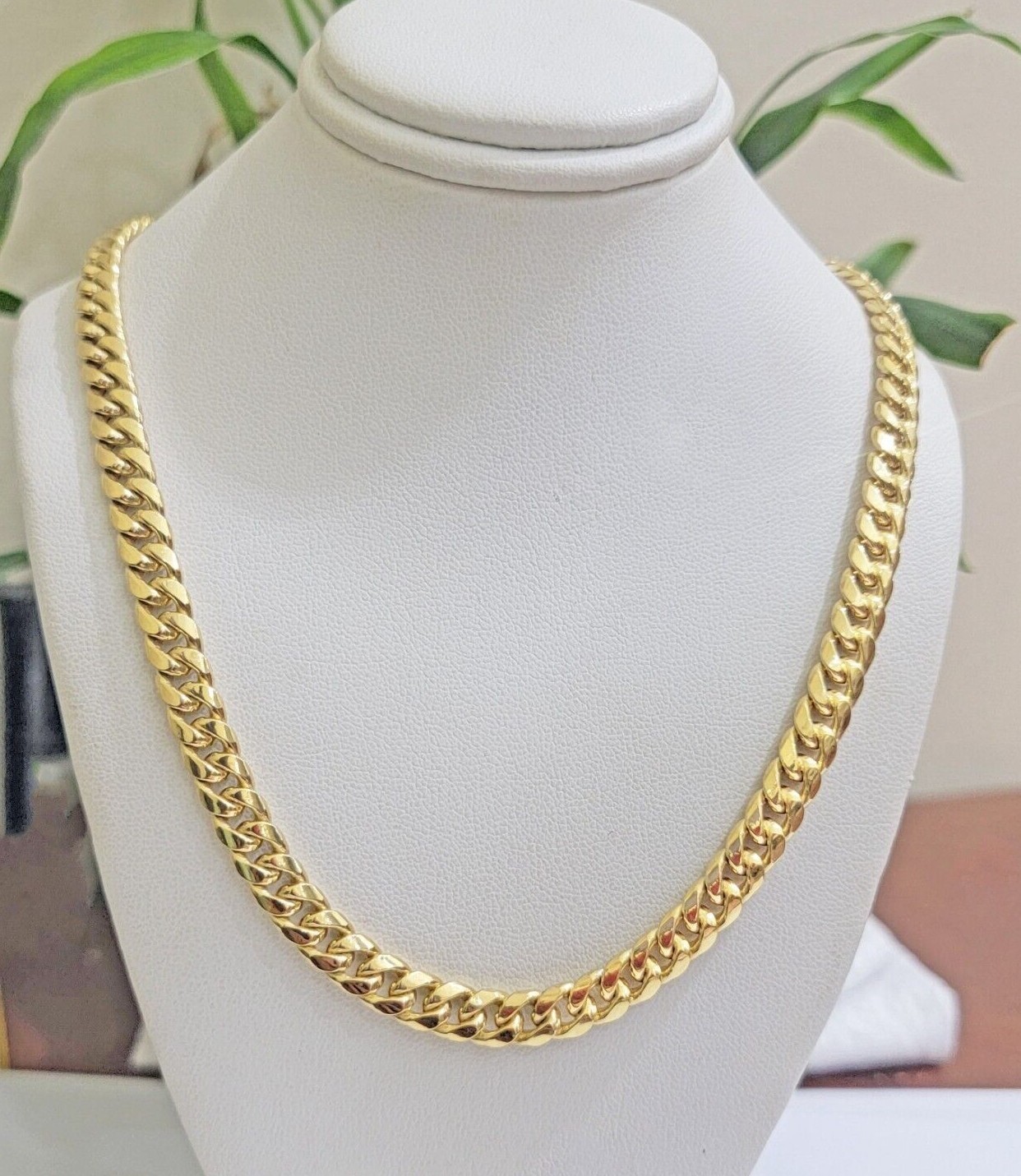Real 10k Yellow Gold Chain necklace Miami Cuban Link 7mm 20″ 22″ 24 Inch 10KT