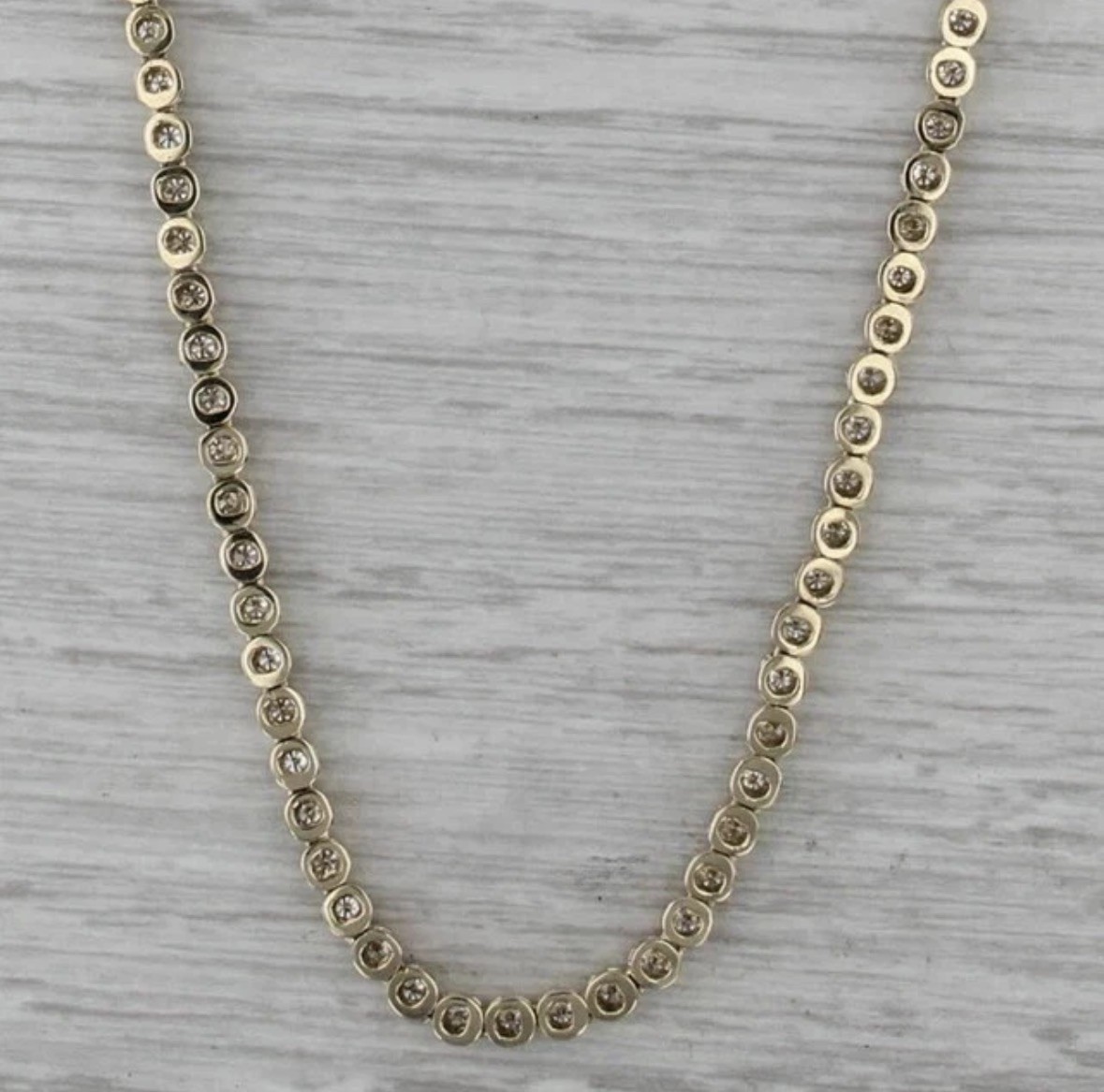 3mm 7Ct Round Cut Lab Created Diamond 20″ Tennis Necklace 14k Yellow Gold Plated
