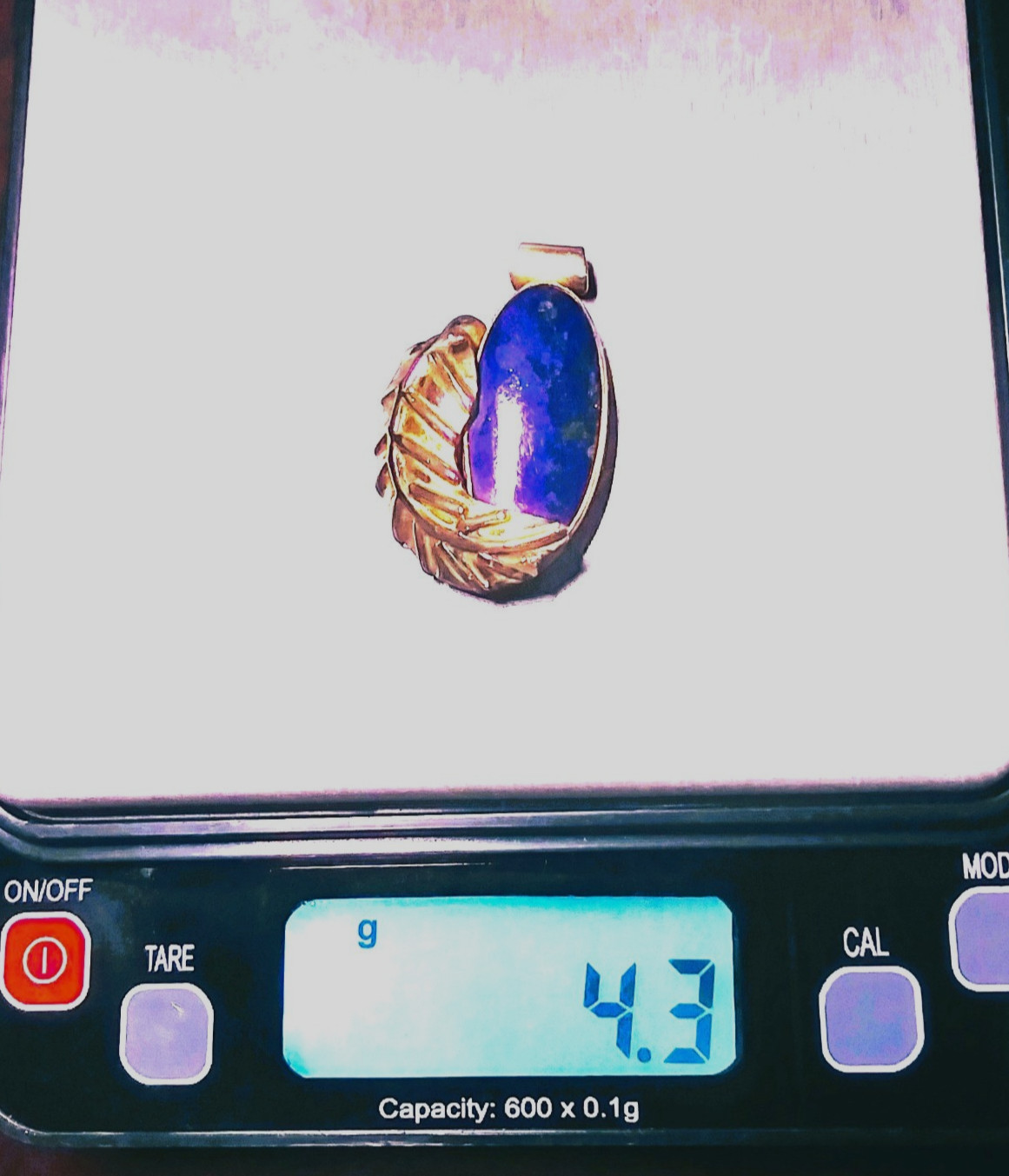 HEAVY 4.3g Solid 14K Gold Lapis Cabochon Pendant Necklace Signed Kish Artisan