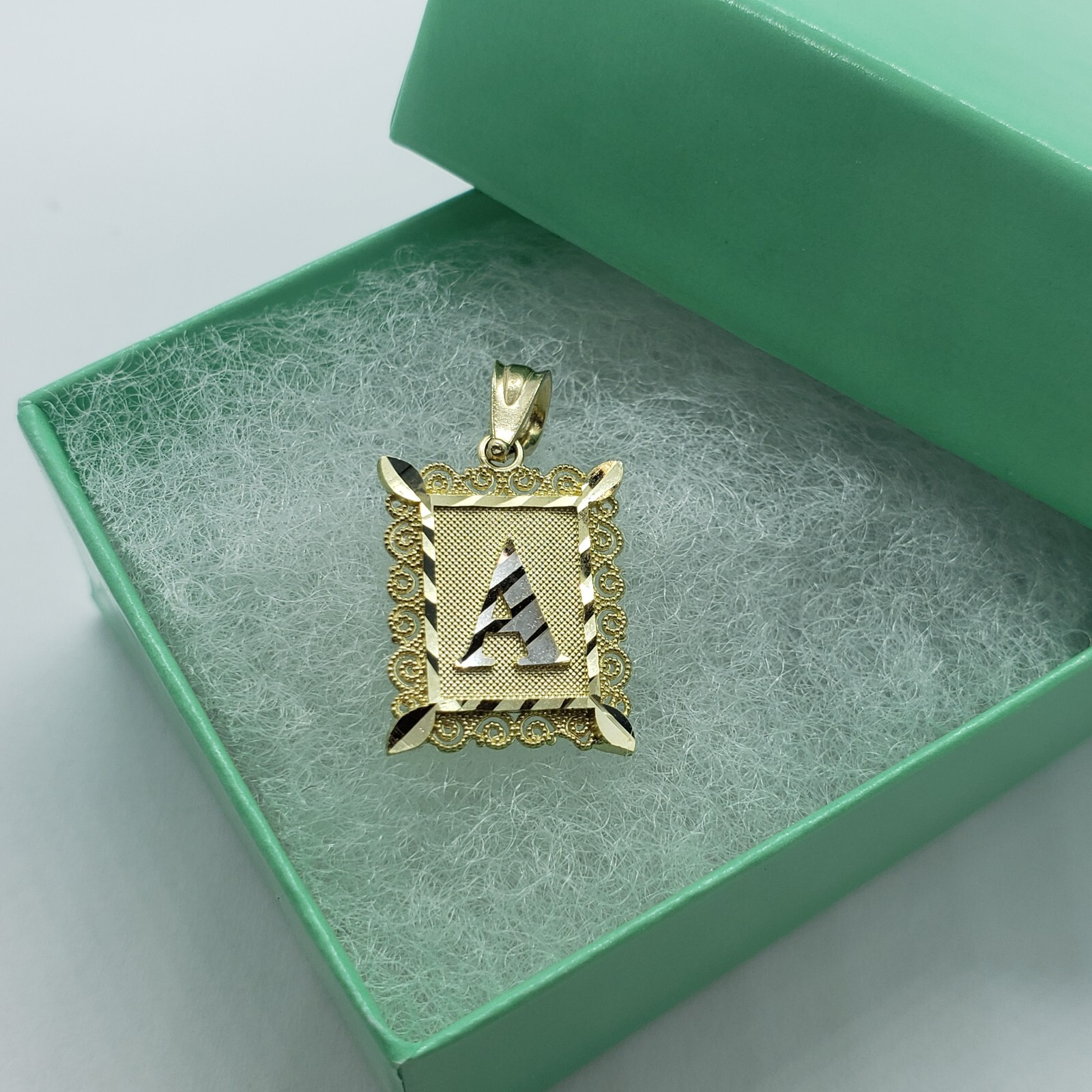 Authentic 14K Gold Plate Initial Alphabet Letter Pendant with/without Box Chain