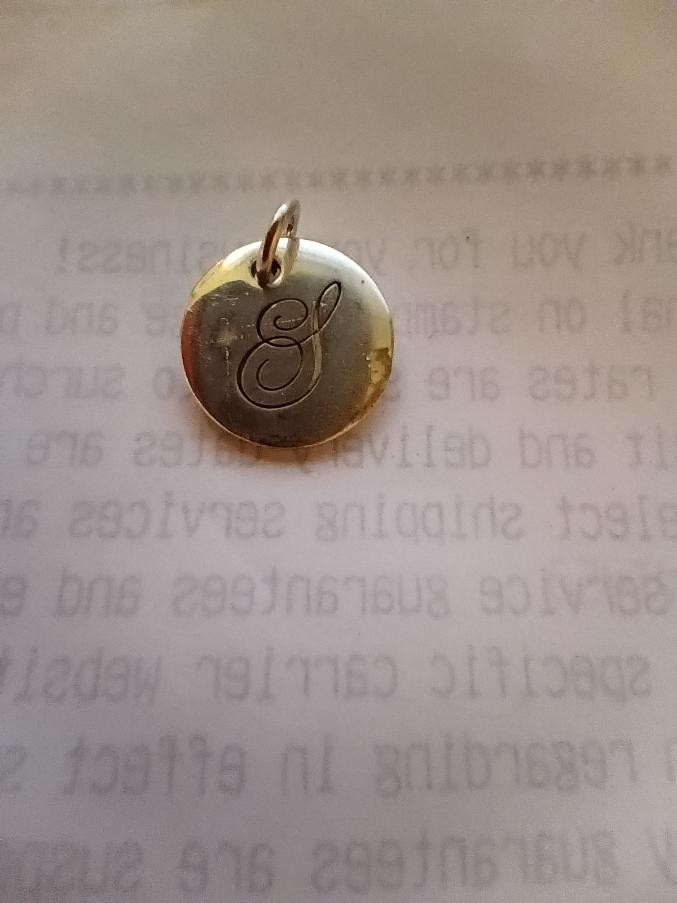 Tiffany & Co. Sterling Silver S Letter Initial Alphabet Notes Disc Charm Pendant