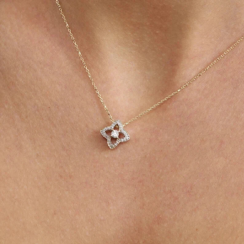 Women’s Pendant Chain 14K Yellow Gold Over 0.50 Ct Round Cut Lab Grown Diamond