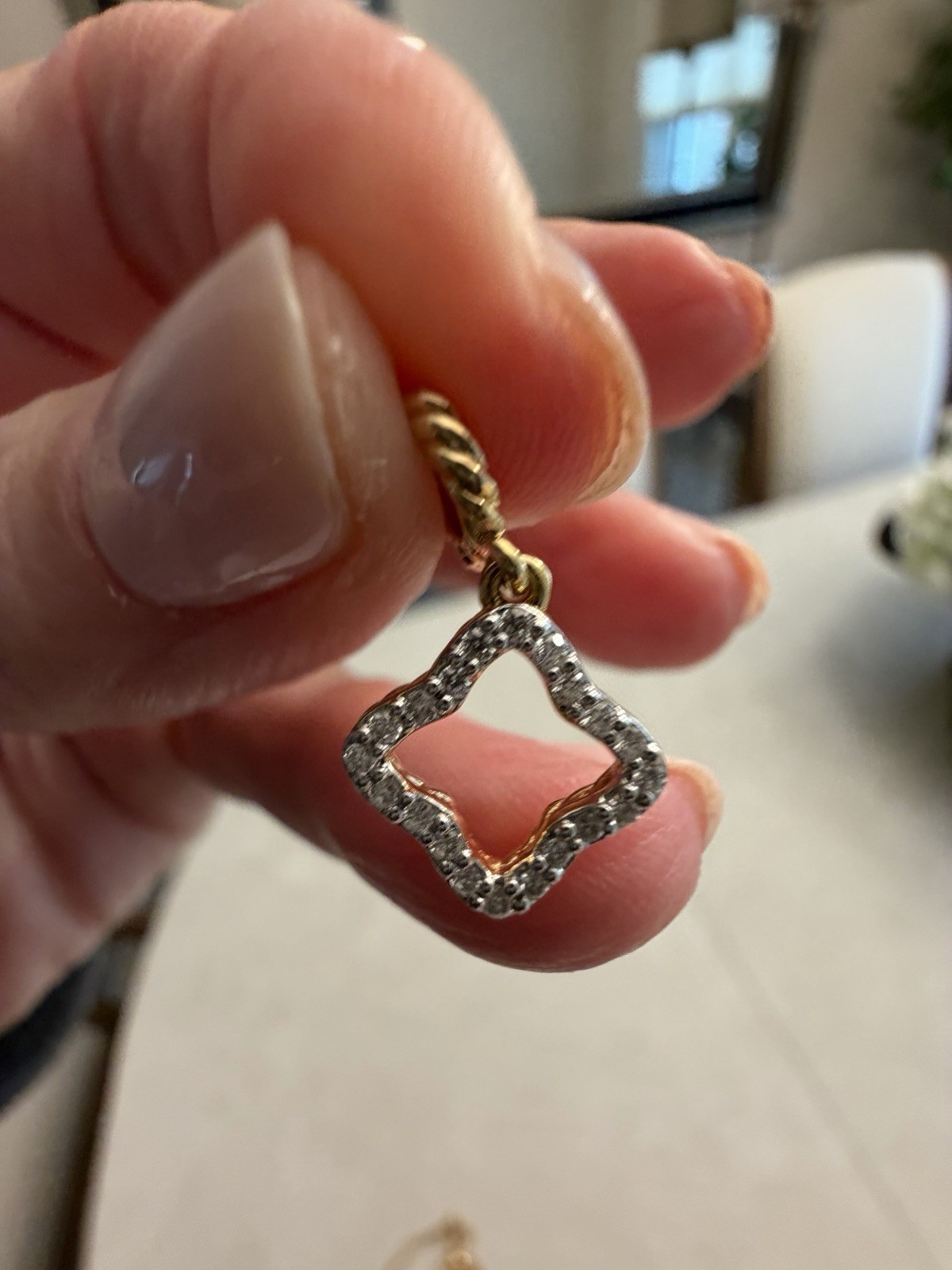 David Yurman QUATREFOIL AMULET 18K Yellow Gold with Diamonds, 11mm Pristine