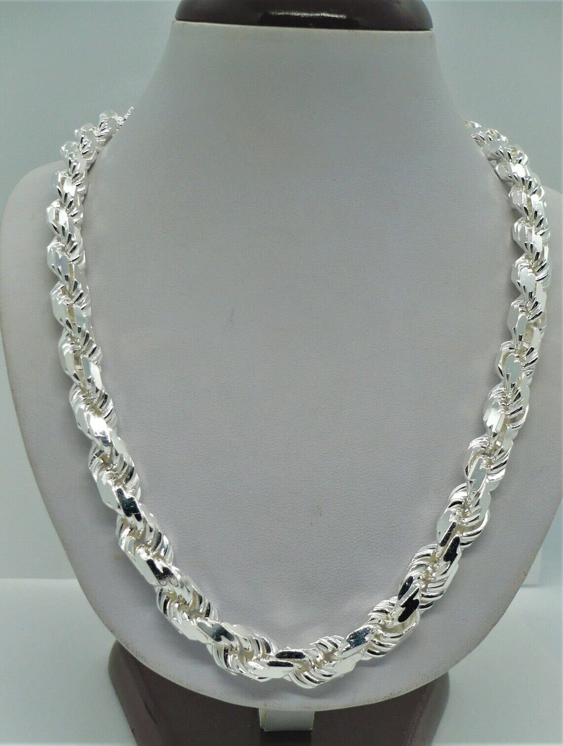 Solid 925 Sterling Silver Italian Rope Chain Mens Necklace 9mm – Diamond Cut