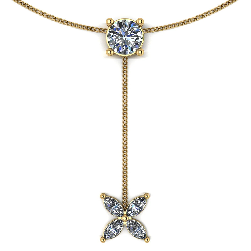 18k Yellow Gold Diamond Pendant GLI HRD Round 0.90 Ct Lab Created Women Necklace