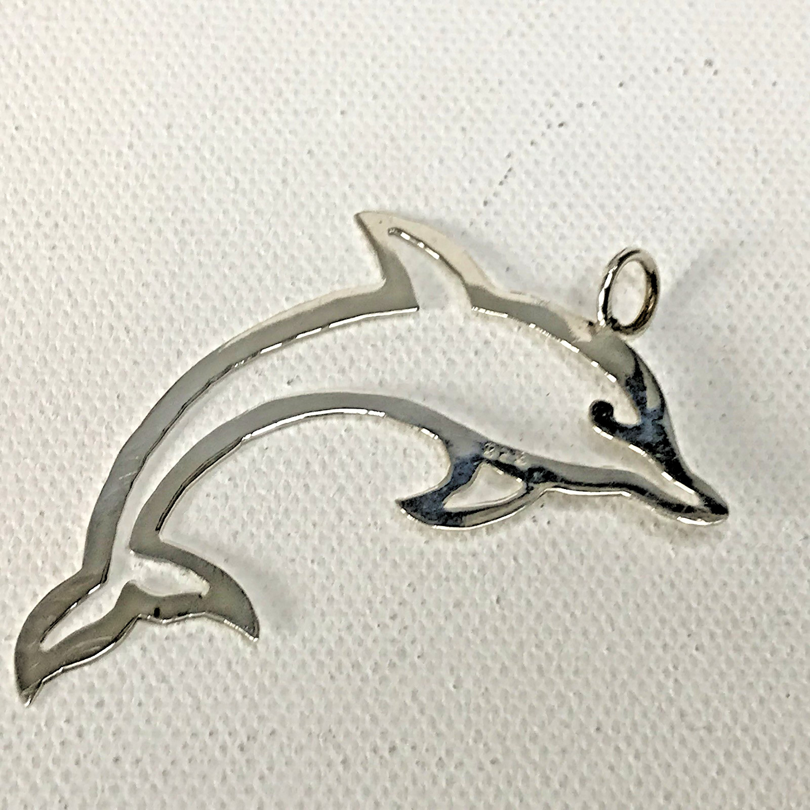 .925 Sterling Silver Dolphins Cutout Pendant 2grams