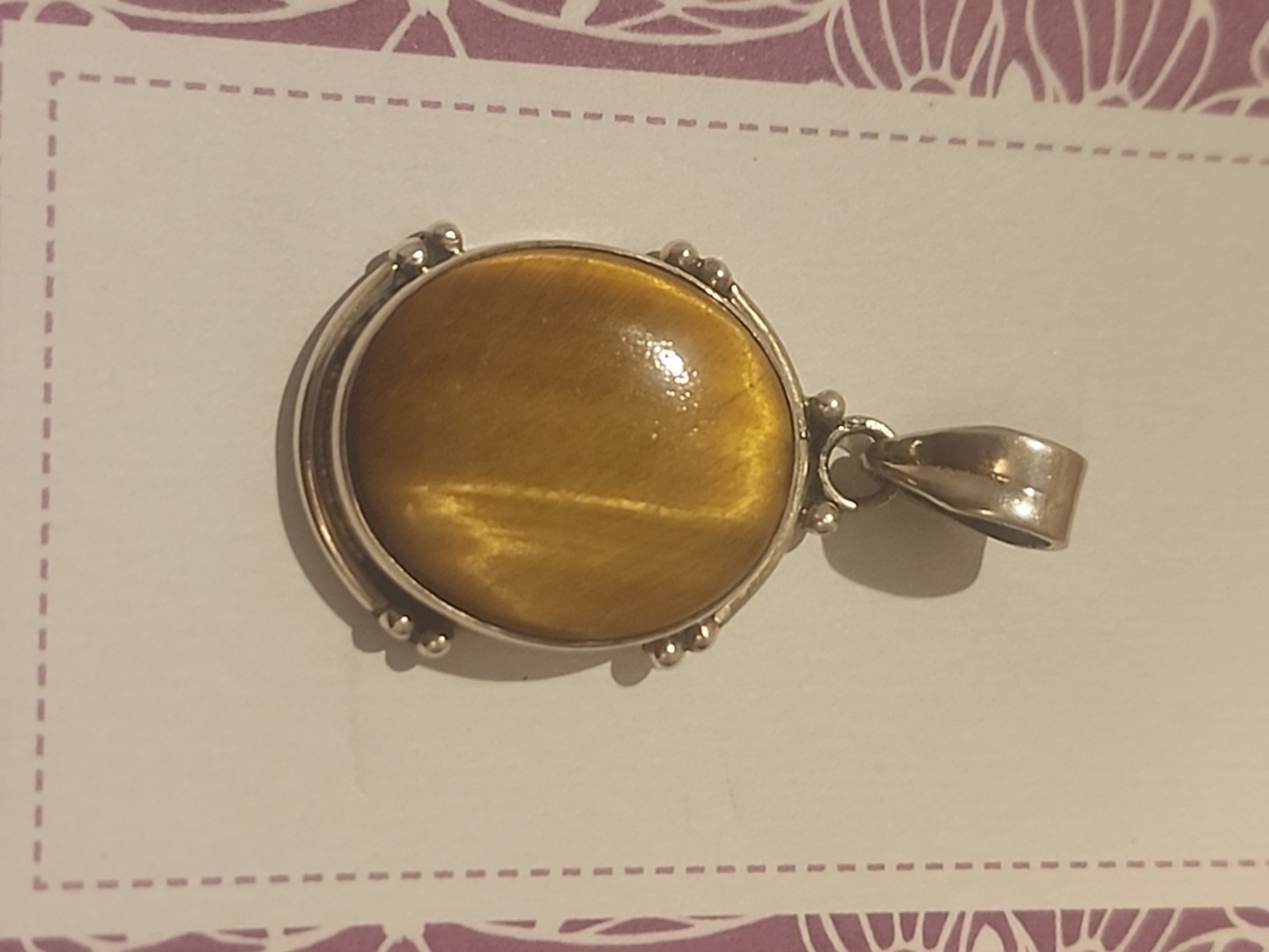 Natural Golden Tiger’s Eye Gemstone Cabochon Pendant in 925 Sterling Silver