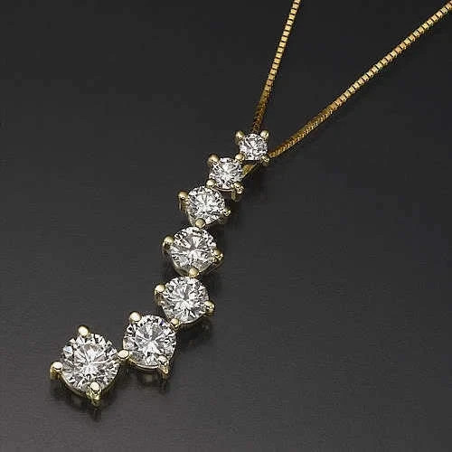 2Ct Round Cut Lab Created Diamond Journey Pendant 14K Gold Finish Free Chain