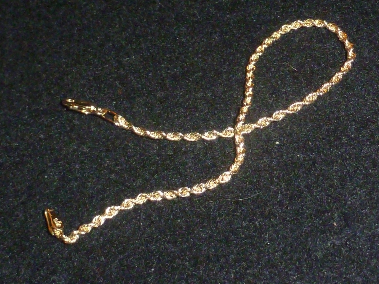 10K SOLID YELLOW GOLD DIAMOND-CUT ROPE TWIST BRACELET – 7″ – PERU – 1.92 GRAMS
