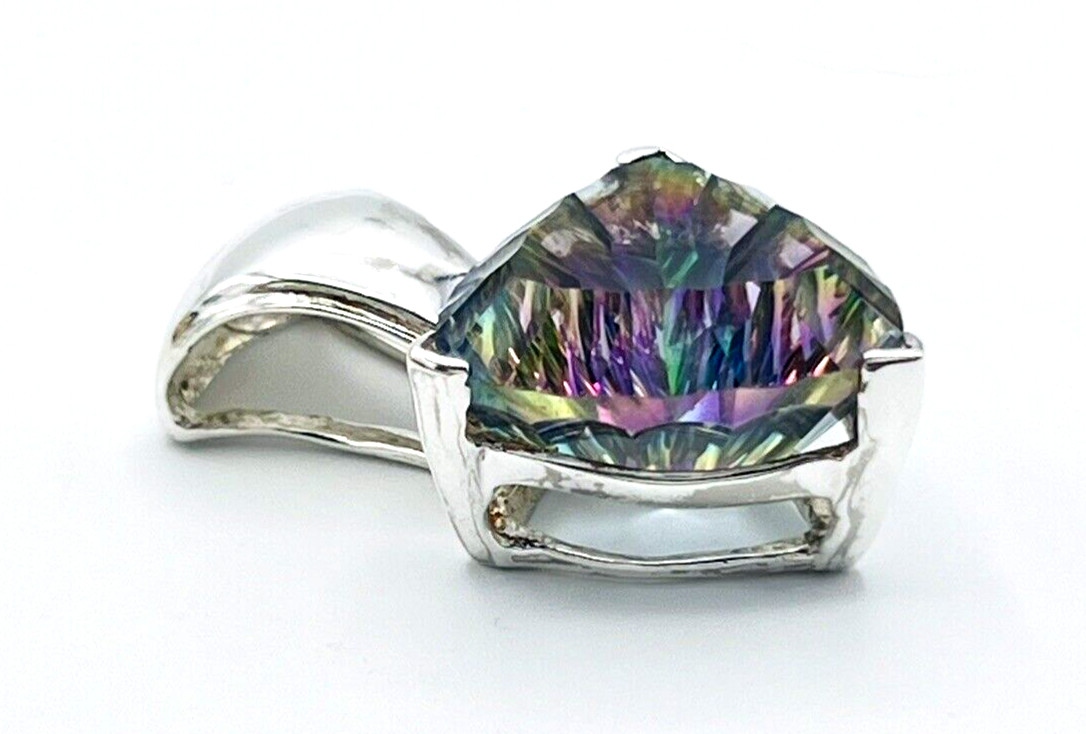 Sterling Silver 20mm x 20mm Trillion Cut Mystic Topaz Pendant